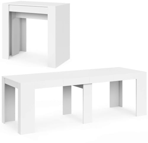 IDMarket - Table Console Extensible Orlando 10 Personnes 235 cm Bois Blanc
