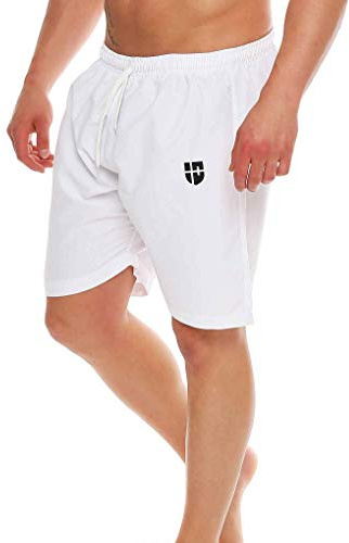 Gennadi Hoppe badshorts för män, långa badbyxor, strandshorts, boardshorts, Vit (vit), 4XL