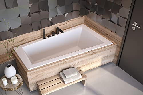 ECOLAM® Badewanne Eckbadewanne Eckwanne Trapezwanne Intima 150x85 RECHTS + Ab- und Überlauf Automatik Füße Silikon