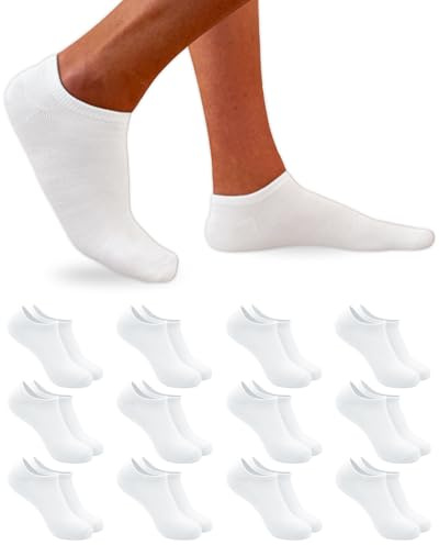 DIVABONNA 12 Paia Calzini Uomo Corti - Calzini Donna Corti - Fantasmini Uomo - Fantasmini Donna - Antiodore e Traspirante (40-46, Bianco)