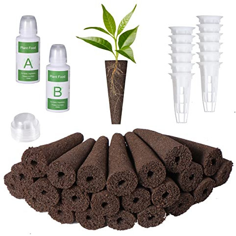 Yoocaa Seed Pods Kit for Hydroponics Growing System, 24pcs Grow Sponges with A&B Solid Nutrient Plant Foods, Seed Starter Pods Replacement Root Growth Sponges Compatible with Aero Garden, LYKO, QYO