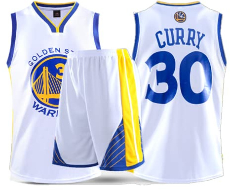 LUVYIMO Barn ärmlös baskettröja kläder nätväst uniform topp och shorts pojkar barn sommar kläder set, Vit, XL(145-155CM)