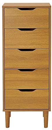 Panana Modern 4/5 Chest Of Drawers with Metal Runner Wooden Bedroom Storage Cabinet Cupboard Unit For Hallway Living Room Furniture (Oak, Chest of 5 Drawers)