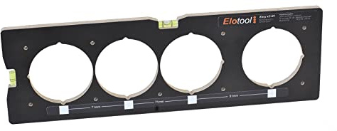 Elotool Easy X3+91 Bohrschablone mit Wasserwaagen zum direkten Bohren von Hohlwanddosen, Steckdosen u. Schalterdosen ohne anzeichnen - für Selbermacher und DIY Projekte