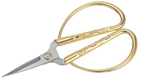 QUARKZMAN 1 Stück 5.1 Zoll Bonsai Schere Metall Griff Schnitzmuster für Tägliche Beschneidung Aktivitäten Goldton