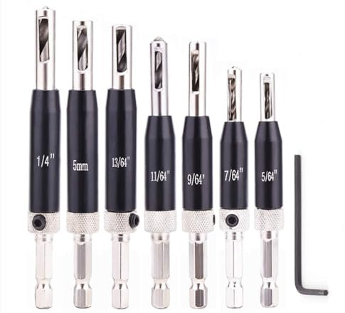 Uadme Scharnierbohrer Selbstzentrierend, 8 Stück Scharnierbohrer Set, Drill Bit Guide Set, Selbst Zentrierendes Bit, Ideal für Scharniere, Griffe, Schubladenführungen und Holzbearbeitung