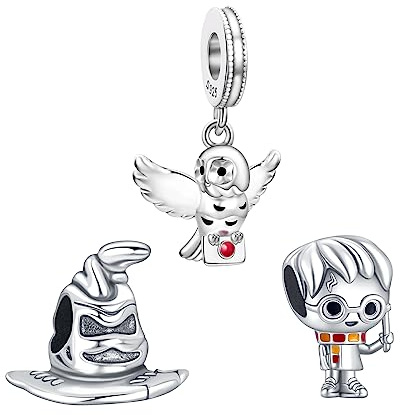 H.ZHENYUE Abalorios Colgantes Charm para Plata de Ley 925 Boy Magic School con Circonita Cúbica para mujeres collares Pulsera regalo,3 paquetes Navidad,San Valentín,día la madre para mujeres y niñas