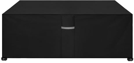 Dokon Garden Furniture Covers Waterproof Heavy Duty Oxford Fabric Patio Table Cover with Air Vents, Windproof Anti-UV Outdoor Rattan Sofa Table and Chair Cover, Rectangular (200x100x74cm) - Black