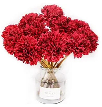 STOOKI 12 Flores Artificiales Bolas Artificiales de Crisantemo Ramos de Flores Artificiales Adecuadas para Arreglos Florales, Decoraciones de Fiestas en del Hogar, Bodas, Centros de Mesa (Rojo)