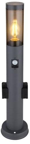 Wegeleuchte BOSTON mit Bewegungsmelder & Steckdosen in Anthrazit & Rauch, H 60cm