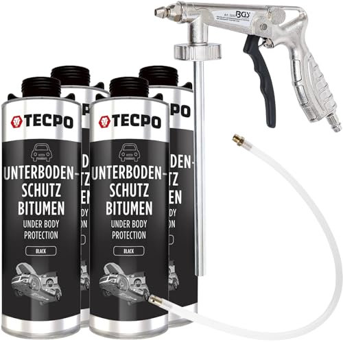 4 x 1 l protezione sottoscocca bitume nero + protezione aria compressa sottoscocca pistola