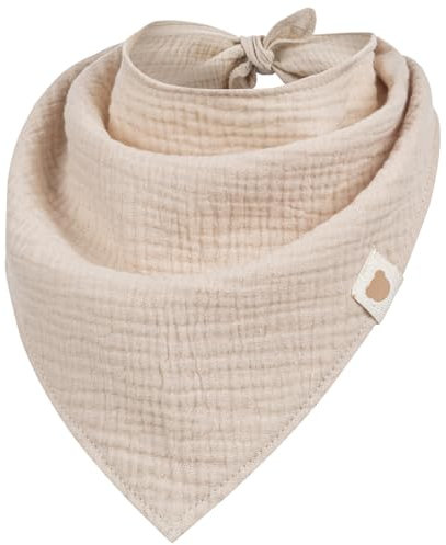 Smarilla Halstuch Dreieckstuch Bindetuch Kopftuch Uni Mädchen Junge Baby Musselin, Farbe: Beige