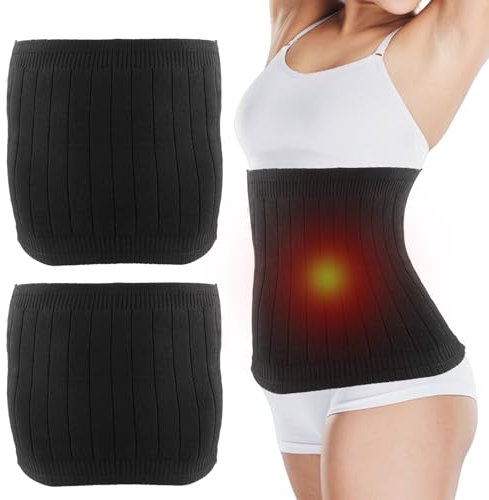 SPORWAY 2 Stück Nierenwärmer Damen Bauchwärmer: Elastische Rückenwärmer Leibwärmer Winter Wärmegürtel Nierenschutz, Elastisch Taille Unterstützung Wärmer Taillen Beschützer Gürtel Hüftwärmer
