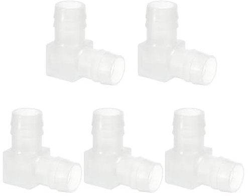 PATIKIL Coude à 90 degrés en Plastique de 0,71 Pouce, 5 Paquets de Raccords en L à Barbe, connecteur de jonction égal à Deux Voies pour Tuyau, Adaptateur de Tuyau pour Aquarium, Carburant