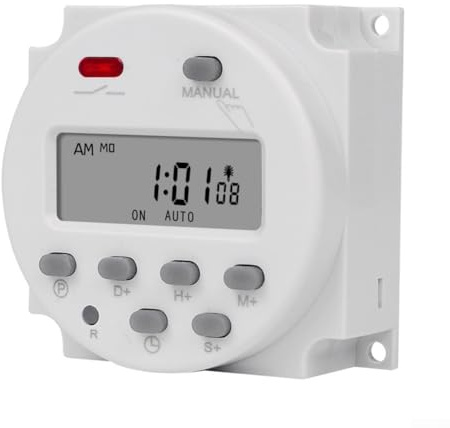Besttoolifes Temporizador de alimentación de pantalla digital programable semanal interruptor de relé de tiempo 24/110/220V pantalla LCD 8 programas de encendido/apagado por día, 15 combinaciones por