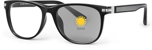 JM Gafas de Bloqueo de Luz Azul Hombre Mujer, Filtro de Luz Azul Gafas para Videojuegos, Lentes Fotocromáticas Marco Negro