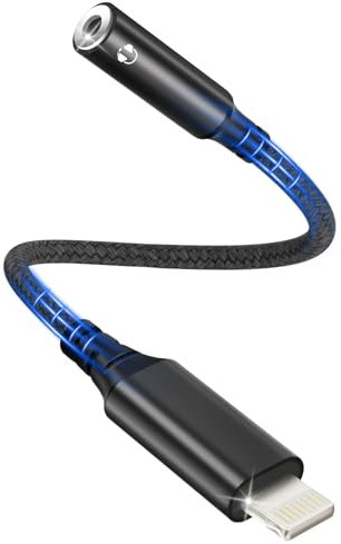 bakibo Adattatore i Phone Jack 3,5 mm [Certificato MFi], Supporta Microfono Chiamate e Controlli in Linea Adattatore Jack Lightning cuffie Cavo HiFi per i Phone 14/13/12/11/X/8/7/Pad/i-OS, Nero