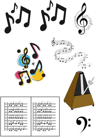 Edible print A4 Music theme Cake topper set cake decorations icing paper UNCUT - Musician Piano Sheet-music - Wafer/Icing (wafer card)