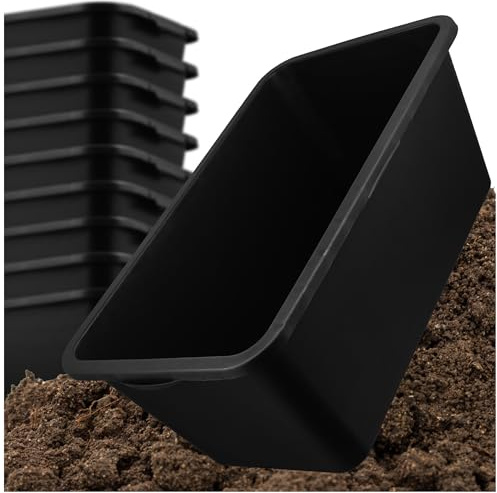 BEGRIS® 5x Baueimer Mörtelkasten 90 Liter Kunststoff Rechteckige Bauwanne für den Garten Plastikwanne Groß Mörtelwanne mit Griffen Speiskübel Schwarz 5 Stück