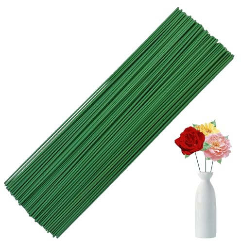 165 piezas de alambre para flores, tallos de alambre verde 30cm, alambre verde para flores, 30 cm, tallos de flores artesanales, para manualidades, coronas, manualidades, flores artificiales