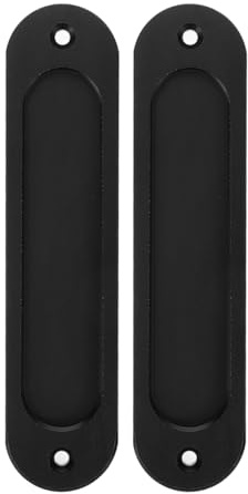 TEHAUX Tiradores Empotrados Para Puertas De Armario 2 Piezas Negro Con Tornillos Manijas Ocultas Para Puertas Correderas De Cocina Y Gabinetes Diseño Plano Seguro