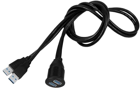 USB 3.0 Einbau USB Anschluss für Auto mit 2 Ports Schwarz | Kupfer und Pvc, Kompatibel mit Usb2.0, für Fahrzeug und Boot, Hoher Datentransfer