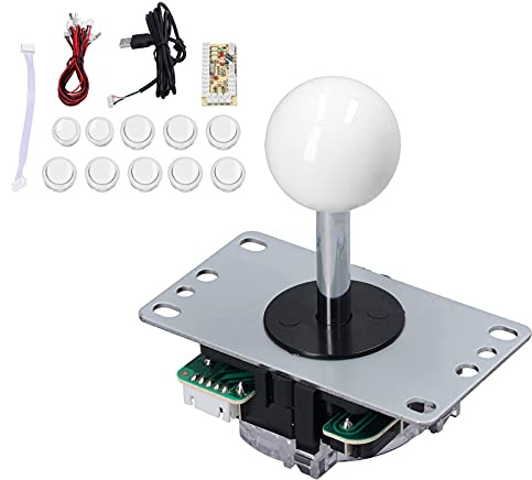 Ticfox QM070901 - Kit di gamepad encoder zero ritardi 10 pulsanti Joystick USB Kit fai da te per MAME PC Gaming XP Win7 Win8 Win10 (bianco)