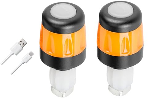 Kaeltsyn LED-Blinker, hohe Helligkeit, Drehgriff-Licht, Elektroroller, Lenkerlampe, Radfahren, LED-Stangenendstecker, Indikator-Licht, wiederaufladbar, Schwarz und Satsuma-Fahrradlichter
