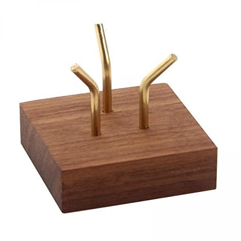 RoaQinFo Support Cristal Sphère Cristaux Acier Bois Porte-objet Décoratif Pierre Structure En Noyer Noir et Laiton Adapté à La Décoration Domicile Bureau, Bois1, 50x50mm