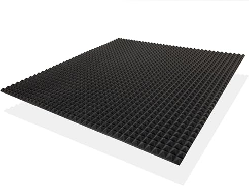 1x Pyramiden-Schaumstoff (Pyra 3110), Platte in ca. 100x100x3cm, in der Farbe Anthrazit Schwarz, Akustikschaumstoff