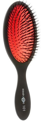 Spazzola Head Jog 101. Spazzola capelli con cuscino in nylon rosso per asciugatura e raddrizzatura. Ideale per capelli ed estensioni lunghi, spessi e mossi. Spazzola capelli districante.
