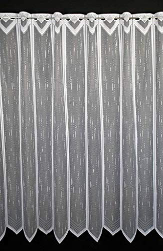 Scheibengardinen 130 - 210 cm 4.72 Pane Curtain / Net Curtain with Lengthwise Dashes - 70.87 High, White