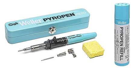 Weller Professional T0051605999 Fer à souder au butane Pyropen Piezo avec gaz, 250-500°C/482-932F°