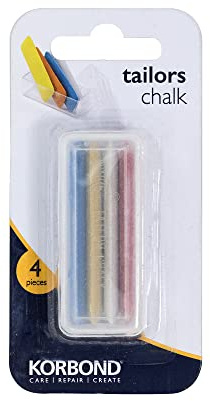 Korbond 190012 Tailors Set – 4 Coloured Chalks Plus Reusable Storage Case – Sewing and Crafting Essential, Yellow