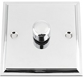 Mains LED Light Dimmer Switch 250W 1 Gang 2 Way - Victorian - Polished Chrome