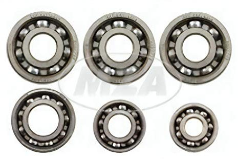 Kugellager SET (6-teilig) Motor - RT125/3 - (SKF-MARKENLAGER - 3x 6303 C3, 1x 6202 C3, 1x 6004 C3, 1x 6201 C3)