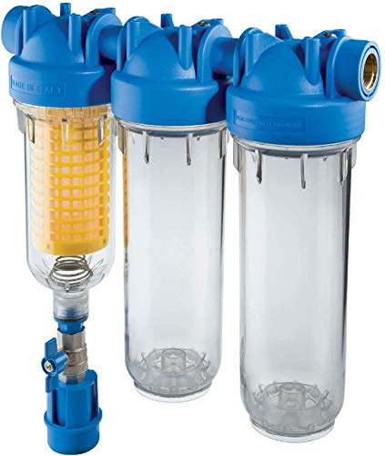 purway® HYDRA TRIO RLH 1 Brunnenwasserfilter Hauswasser Filteranlage | Wasserfiltergehäuse TRIO mit selbstreinigendem Rückspülfilter für eine komfortable Trinkwasser Aufbereitung im Haushalt