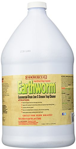 Earthworm Commercial Drain Line and Grease Trap Cleaner Treatment - Clog Remover - Drain Opener/Deodorizer - Natural Enzymes, Environmentally Responsible - 1 Gallon