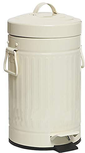 Denny International 3L 30 Litre Pedal Bin Kitchen Bathroom Rubbish Waste Dustbin US style Retro Bin (3L, Cream)