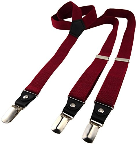 TigerTie schmaler Herren Hosenträger mit 3 Clips in Y-Form - elastisch längenverstellbar