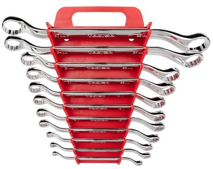 TEKTON 45-Degree Offset Box End Wrench Set with Holder, 11-Piece (6-32 mm) | WBE24411