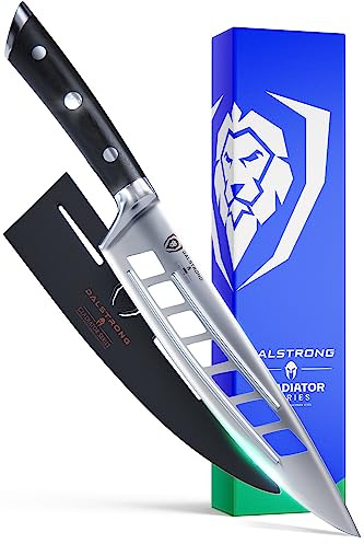 Dalstrong Vegetable 8 Chef Knife - Gladiator Series Elite - Forged High Carbon German Steel - Full Tang - Black G10 Handle - w/Sheath Cover - Kitchen Cooking Knife - NSF Certified