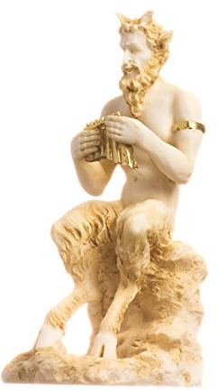 Satyr Pan Panas Grekisk Romersk Staty Handgjord Alabaster Manlig Figur Guldton 12cm