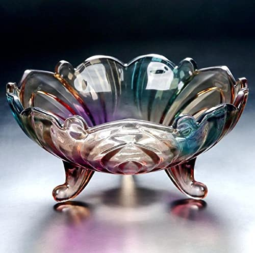JUNYFFF Corbeille À Fruits en Bol Décoratif, Diamètre 22Cm, Verre en Cristal Coupe De Fruits Ménage Maison Créative Table Basse Pot De Bonbons Salon Moderne Maison Créative,Multi Colored