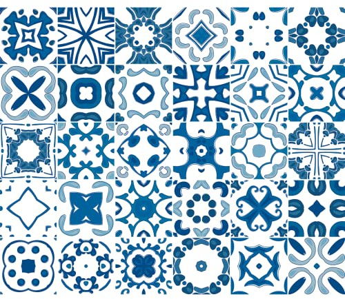 Ambiance Sticker Azulejos Rifisio Azulejos - Mural adhesivo para cocina y cuarto de baño - Adhesivo decorativo para azulejos de cemento - 30 azulejos de cemento - Adhesivo de 15 x 15 cm