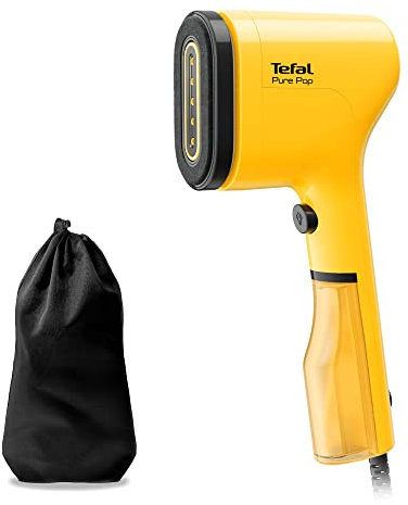 Tefal Pure Pop Dampfbürste, 1300 W, 70 ml Wassertank, entfernt bis zu 99,99% der Viren/Bakterien/Keime, schnelles Aufheizen, 20 g/Min. kontinuierliche Dampfabgabe, Steamer, gelb/schwarz, DT2026
