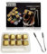 Qanmua Lot de 8 pierres à whisky réutilisables, en acier inoxydable, réutilisables, technologie de refroidissement rapide, glaçons en acier inoxydable pour refroidir whisky ou vin, de cocktail, dorés