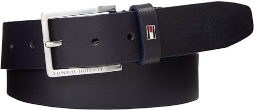 Tommy Hilfiger Herren Gürtel Oliver 3.5 Ledergürtel, Mehrfarbig (Space Blue), 80