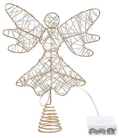 ABOOFAN Weihnachtsbaumspitze Stern mit LED Licht Glitzerpulver Eisen 1 Stück für Weihnachtsbaum Dekoration Festliche Baumkrone Weihnachtsbaumschmuck