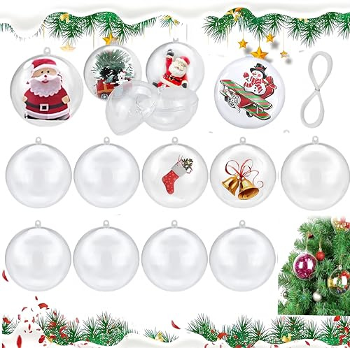 Acryl Füller Kugeln, 8cm Transparente Weihnachtskugeln Christbaumkugeln, DIY Plastikkugeln Füller Kugeln, AcrylKugeln für Hochzeit Weihnachten Home Decoration (8CM)
